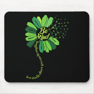 Be Kind Green Ribbon Sunflower Mental Health Aware Mouse Pad