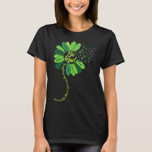 Be Kind Green Ribbon Sunflower Mental Health Aware T-Shirt