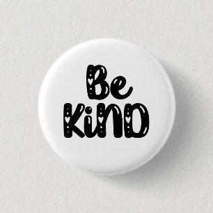 Be Kind Hand Lettered Typography with Hearts 3 Cm Round Badge