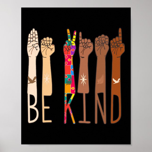 Be Kind Hand Sign Language Asl Puzzle Autism Aware (Front)