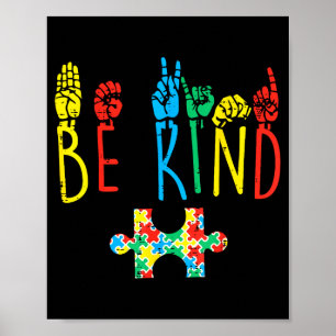 Be Kind Hand Sign Language Puzzle Autism Awareness