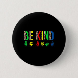 Be Kind Hand Sign Language Puzzle Autism Awareness 6 Cm Round Badge