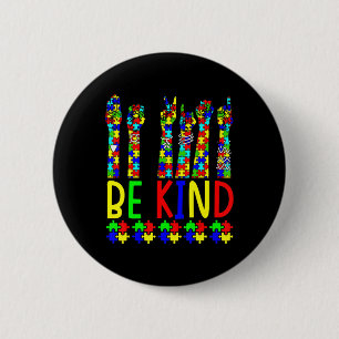 Be Kind Hand Sign Language Puzzle Autism Awareness 6 Cm Round Badge