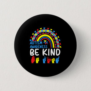 Be Kind Hand Sign Rainbow Autism Awareness Month F 6 Cm Round Badge