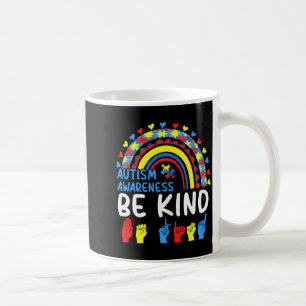 Be Kind Hand Sign Rainbow Autism Awareness Month F Coffee Mug