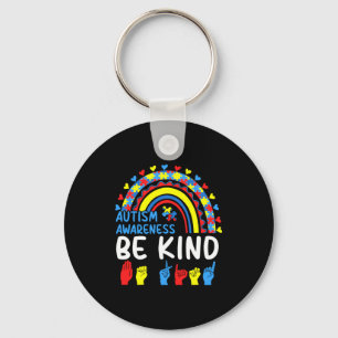 Be Kind Hand Sign Rainbow Autism Awareness Month F Key Ring