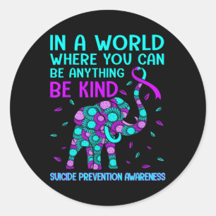 Be Kind Happy Suicide Prevention Awareness Support Classic Round Sticker