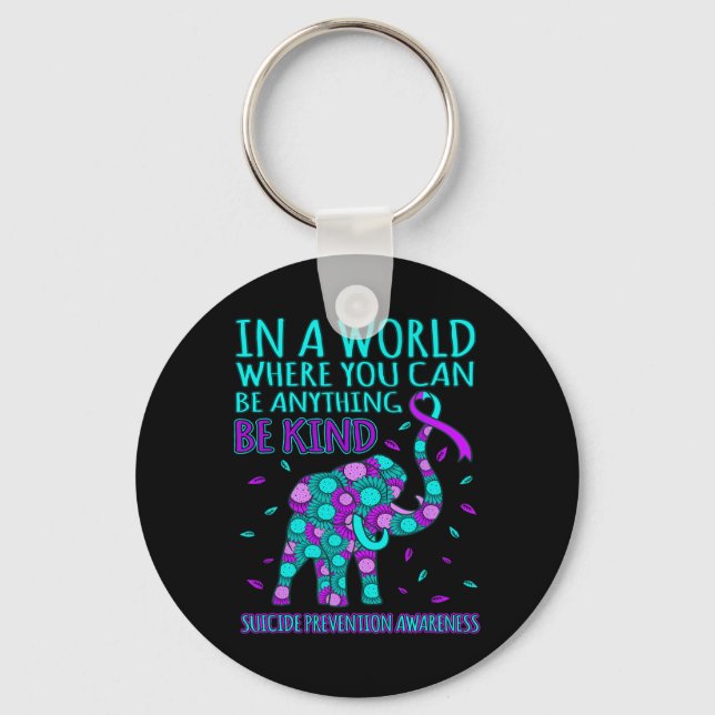 Be Kind Happy Suicide Prevention Awareness Support Key Ring (Front)