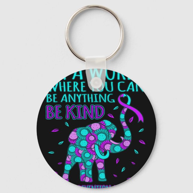 Be Kind Happy Suicide Prevention Awareness Support Key Ring (Front)