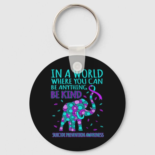 Be Kind Happy Suicide Prevention Awareness Support Key Ring (Front)