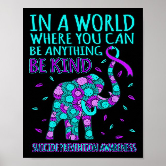 Be Kind Happy Suicide Prevention Awareness Support Poster (Front)
