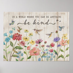 Be Kind Hummingbirds Poster