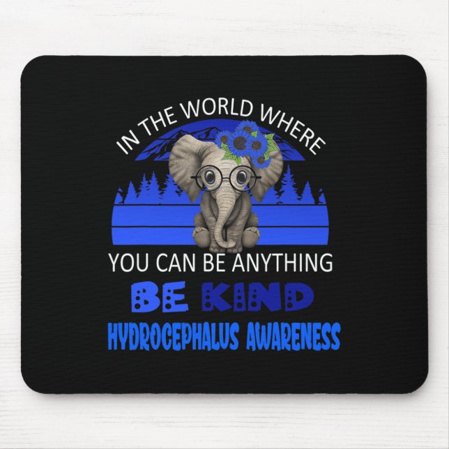 Be Kind Hydrocephalus Awareness Elephant Retro Bac Mouse Pad (Front)