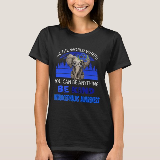 Be Kind Hydrocephalus Awareness Elephant Retro Bac T-Shirt (Front)