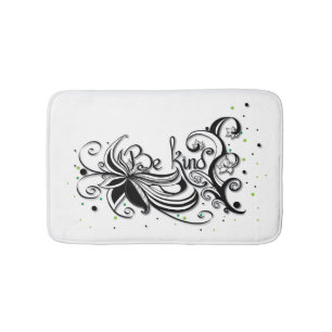 BE KIND! Inspirational calligraphy quote Bath Mat