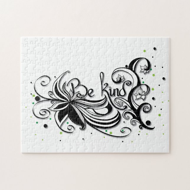 BE KIND! Inspirational calligraphy quote Jigsaw Puzzle (Horizontal)