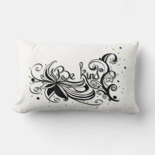 BE KIND! Inspirational calligraphy quote Lumbar Cushion