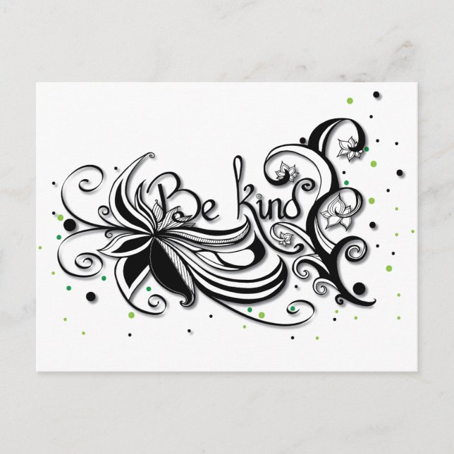 BE KIND! Inspirational calligraphy quote Postcard (Front)