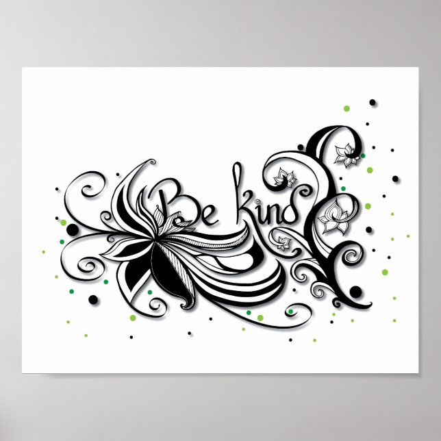 BE KIND! Inspirational calligraphy quote Poster (Front)