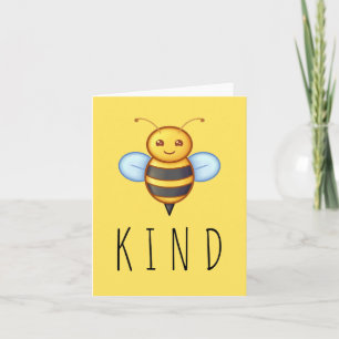 Be Kind Inspirational Message Cute Smiling Bee Card