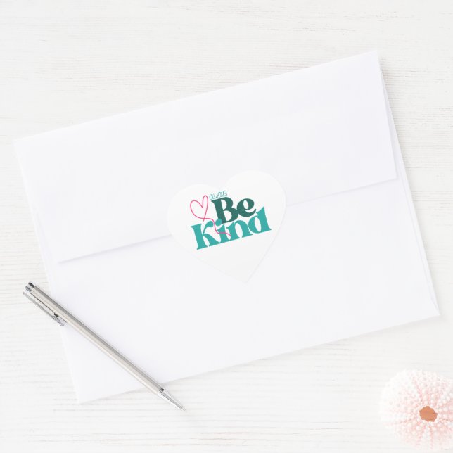 Be Kind Inspirational Quote Heart Sticker (Envelope)