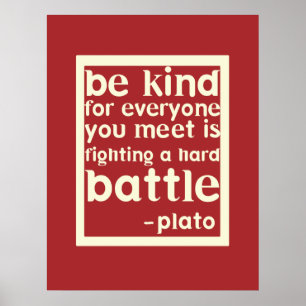 Be Kind Inspirational Words Poster - Red
