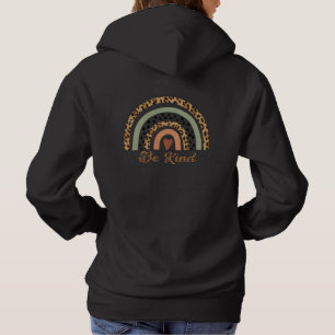 Be Kind Leopard Print Rainbow Back & Front Hoodie