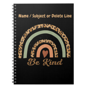 Be Kind Leopard Print Rainbow Notebook