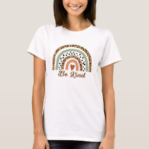 Be Kind Leopard Print Rainbow with Heart T-Shirt