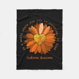 Be Kind Leukaemia Awareness Orange Ribbon Fleece Blanket