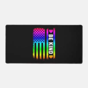 Be Kind Lgbt Lgbtq Gay Pride Rainbow American Flag Desk Mat