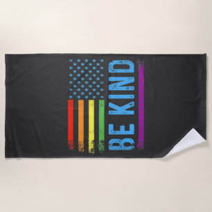 Be Kind Lgbt Lgbtq Gay Pride Rainbow Beach Towel