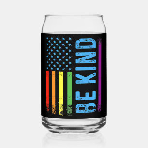 Be Kind Lgbt Lgbtq Gay Pride Rainbow Can Glass