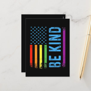 Be Kind Lgbt Lgbtq Gay Pride Rainbow Holiday Postcard