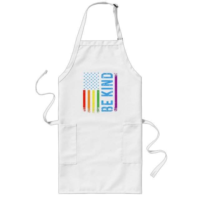 Be Kind Lgbt Lgbtq Gay Pride Rainbow Long Apron (Front)