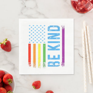 Be Kind Lgbt Lgbtq Gay Pride Rainbow Napkin