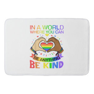 Be Kind LGBT Pride Rainbow Equality Awareness Tee Bath Mat