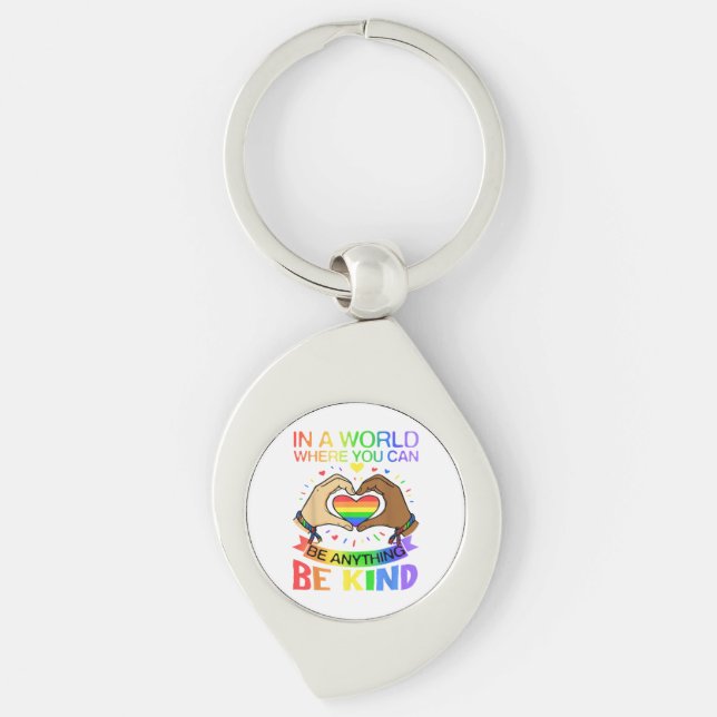 Be Kind LGBT Pride Rainbow Equality Awareness Tee Key Ring (Front)