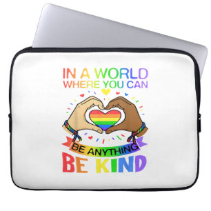 Be Kind LGBT Pride Rainbow Equality Awareness Tee Laptop Sleeve