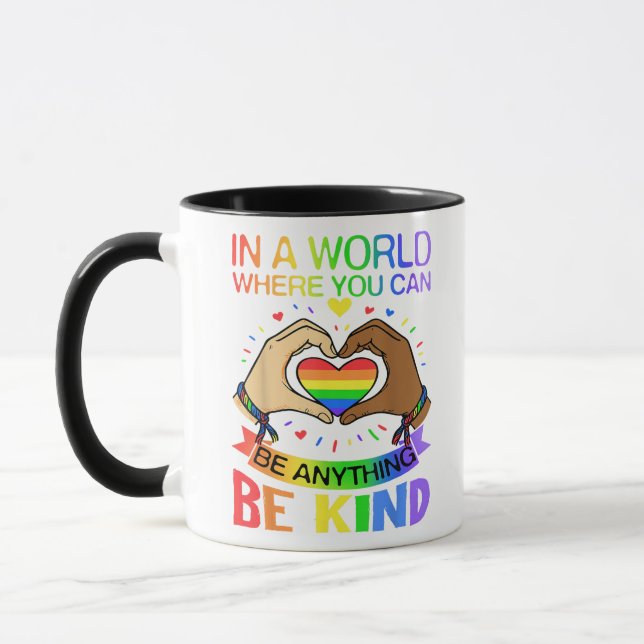 Be Kind LGBT Pride Rainbow Equality Awareness Tee Mug (Left)