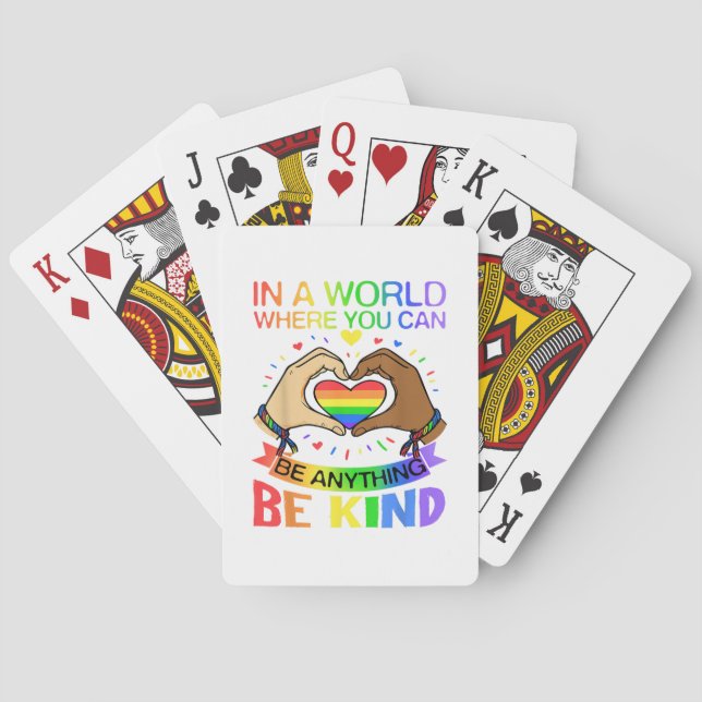 Be Kind LGBT Pride Rainbow Equality Awareness Tee Playing Cards (Back)