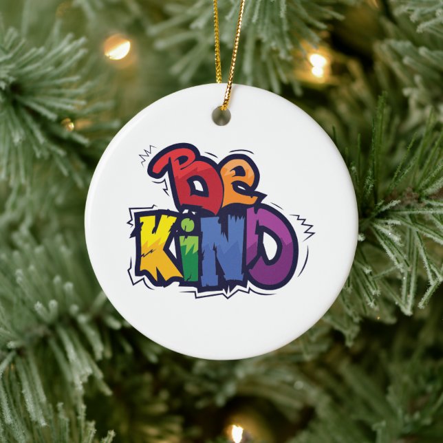 Be Kind | LGBTQ | Rainbow | Pride Month Ceramic Ornament (Tree)
