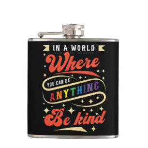 Be Kind LGBTQ Rainbow Pride Month Hip Flask