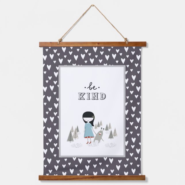 Be Kind Little Girl and Her Monster   Hanging Tapestry (Front)