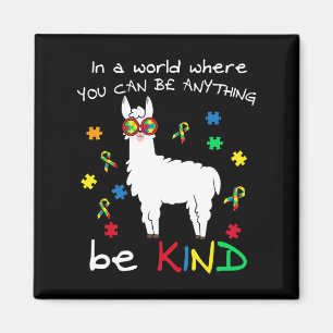 Be Kind Llama Puzzle Piece Cool Autism Awareness G Magnet