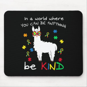 Be Kind Llama Puzzle Piece Cool Autism Awareness G Mouse Pad