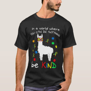 Be Kind Llama Puzzle Piece Cool Autism Awareness T-Shirt