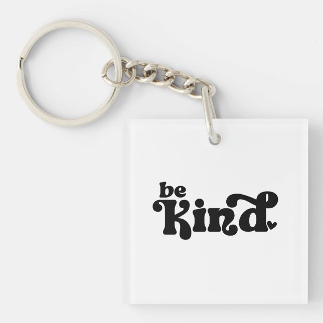 Be Kind Minimalist  – Bold Black Kindness Key Ring (Front)