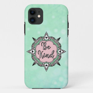 Be Kind   Mint Green and Pink  iPhone 11 Case