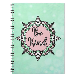 Be Kind   Mint Green and Pink Notebook